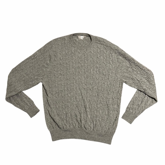 Peter Millar Other - Peter Millar Sweater Cable Knit Cashmere Wool Luxe Blend Grey Mens XXL